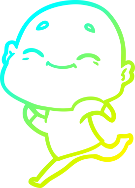 Bir insan tarafından çizilmiş, mutlu, kel bir adamın çizdiği soğuk çizgi.