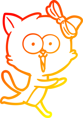 Bir insan tarafından çizilmiş çizgi film kedisinin sıcak çizgi çizimi