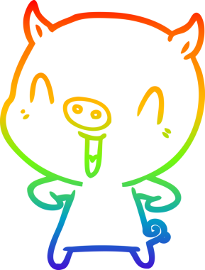 gökkuşağı gradyan çizimi mutlu çizgi domuz çizimi bir insan tarafından çizilmiş