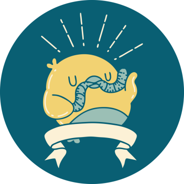 Bir insan tarafından çizilmiş solucanlı bir dövme simgesi.