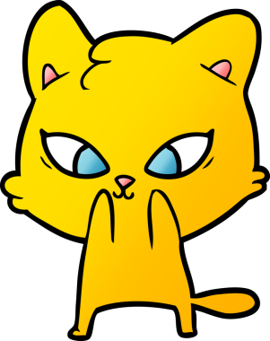 Bir insan tarafından çizilmiş sevimli çizgi film kedisi.