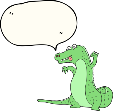 Bir insan tarafından çizilmiş serbest konuşma balonu timsah çizimi.