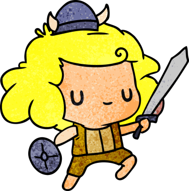 desenli çizgi film çizimi kawaii şirin viking çocuk bir insan tarafından çizilmiş