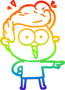 Gökkuşağı gradyanı çizimi bir insan tarafından çizilmiş heyecanlı bir çizgi film