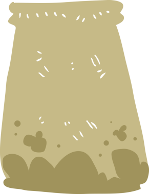 Bir insan tarafından çizilmiş kağıt torbanın düz renk çizimi