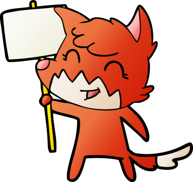 Bir insan tarafından çizilmiş mutlu çizgi film tilkisi.