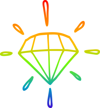 Gökkuşağı gradyan çizgi çizimi Bir insan tarafından çizilmiş dövme elmas