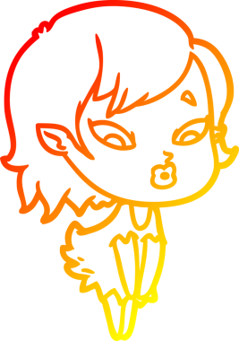 Bir insan tarafından çizilmiş sevimli bir vampir kız çizgi çizimi.