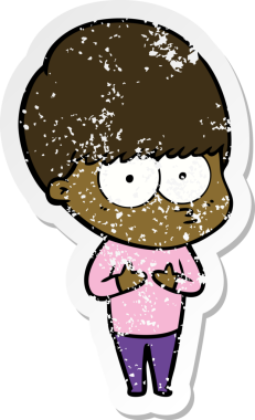 Bir insan tarafından çizilmiş gergin bir çizgi film çocuğunun sıkıntılı çıkartması.