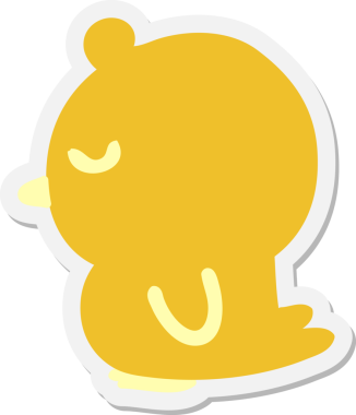 Bir insan tarafından çizilmiş şirin küçük kuş etiketi.