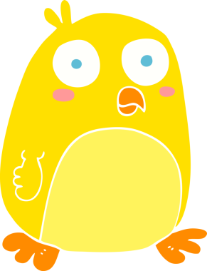 Bir insan tarafından çizilen kuşun düz renk çizimi