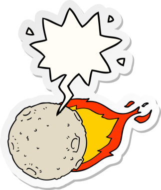 Bir insan tarafından çizilmiş konuşma kabarcığı etiketli bir göktaşı.