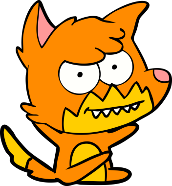 Bir insan tarafından çizilmiş tilki çizgi film karakteri