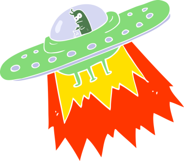 Bir insan tarafından çizilen UFO 'nun düz renk çizimi