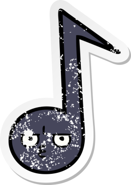 Bir insan tarafından çizilmiş şirin bir karikatür müzik notasının sıkıntılı çıkartması.