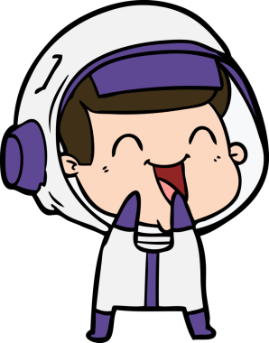 Bir insan tarafından çizilmiş mutlu astronot çizgi filmi.