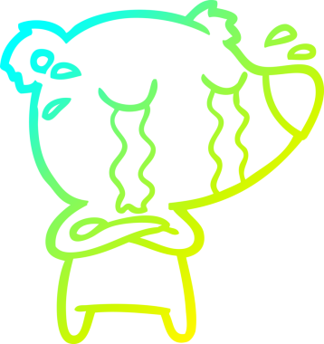 Bir insan tarafından çizilmiş ağlayan bir ayının soğuk çizgi çizimi.