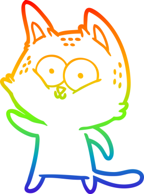 Gökkuşağı gradyan çizgi çizimi Bir insan tarafından çizilen çizgi film kedisi