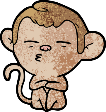 bir insan tarafından çizilmiş şüpheli maymun çizgi filmi