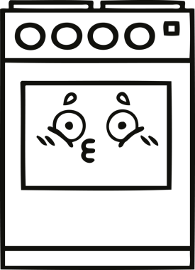 Bir insan tarafından çizilmiş bir mutfak fırınının çizgi çizimi