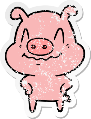 Bir insan tarafından çizilmiş sinirli bir domuzun sıkıntılı çıkartması.