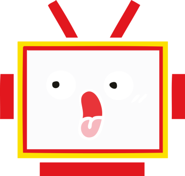 Bir insan tarafından çizilmiş robot kafasının düz renkli retro karikatürü