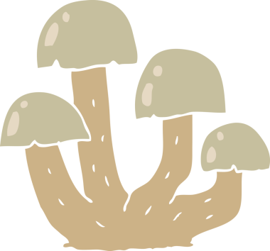 Bir insan tarafından çizilmiş düz renkli çizgi film mantarı