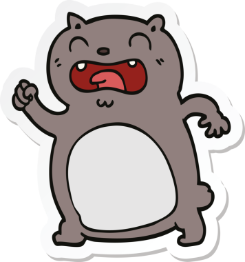 Bir insan tarafından çizilmiş çizgi film kedisinin çıkartması.