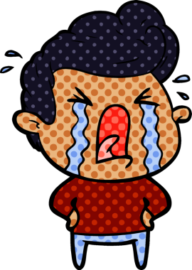 Bir insan tarafından çizilmiş ağlayan bir karikatür.