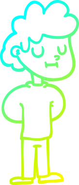 Bir çizgi film karakteri çizen soğuk çizgi bir insan tarafından çizilmiş mutlu çocuk.