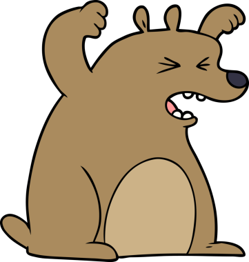 Bir insan tarafından çizilmiş kükreyen ayı çizgi filmi