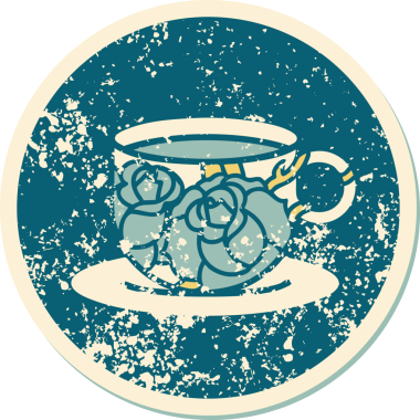 Bir bardağın ve bir insanın çizdiği çiçeklerin sembolik dövmesi.