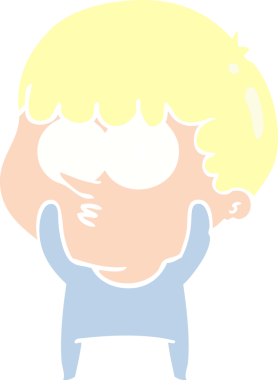 Düz renkli çizgi film meraklısı çocuk bir insan tarafından çizilmiş.