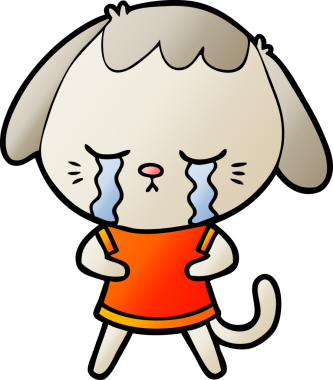 Bir insan tarafından çizilmiş şirin köpek yavrusu ağlama çizgi filmi