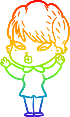 gökkuşağı gradyan çizimi bir insan tarafından çizilmiş bir karikatür kadın