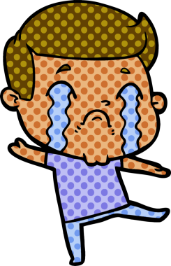 Bir insan tarafından çizilmiş ağlayan çizgi film adamı.