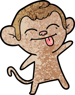 Bir insan tarafından çizilmiş komik çizgi maymun.