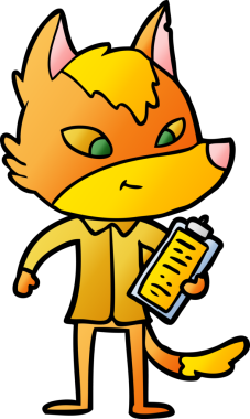 Bir insan tarafından çizilmiş tilki çizgi film karakteri