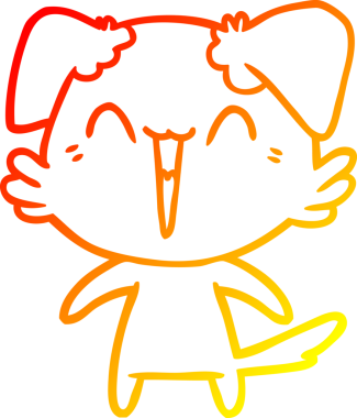 Bir insan tarafından çizilmiş mutlu, küçük bir köpek çizgi filmi.