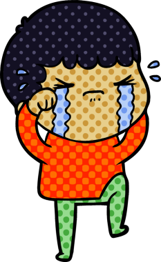 Bir insan tarafından çizilmiş ağlayan çizgi film adamı.