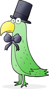 Bir insan tarafından çizilmiş serbest çizim havalı bir papağan.