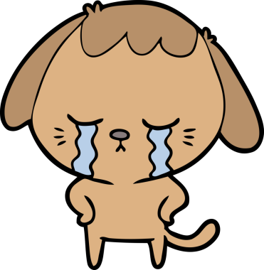 Bir insan tarafından çizilmiş şirin köpek yavrusu ağlama çizgi filmi