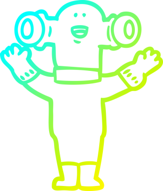 Bir insan tarafından çizilen uzaylı çizgi filminin soğuk gradyan çizgisi.