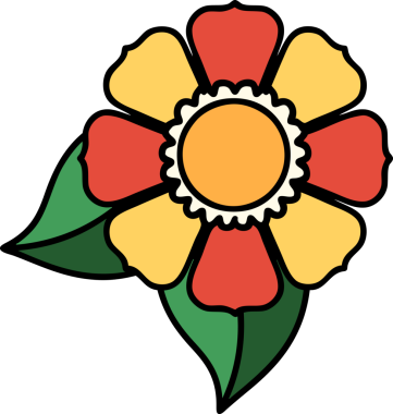 Bir insan tarafından çizilmiş geleneksel bir çiçek dövmesi.