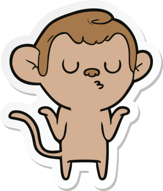 Bir insan tarafından çizilmiş çizgi film maymununun çıkartması.