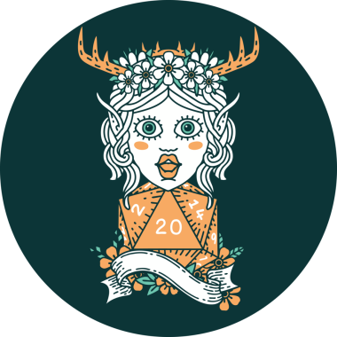 Bir insan tarafından çizilmiş 20 zarlı elf Druid karakteri simgesi