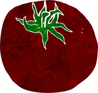 Bir insan tarafından çizilmiş domates çizgi filmi.