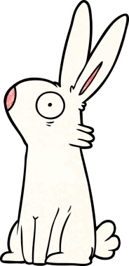 Çizgi film bir insan tarafından çizilmiş ürkmüş tavşan.