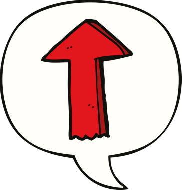 bir insan tarafından çizilmiş konuşma balonlu çizgi film oku