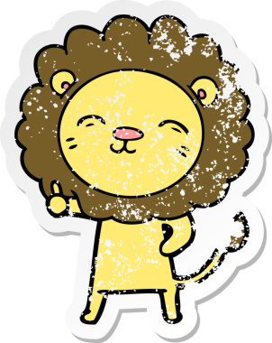 Bir insan tarafından çizilmiş karikatür aslanının sıkıntılı çıkartması.